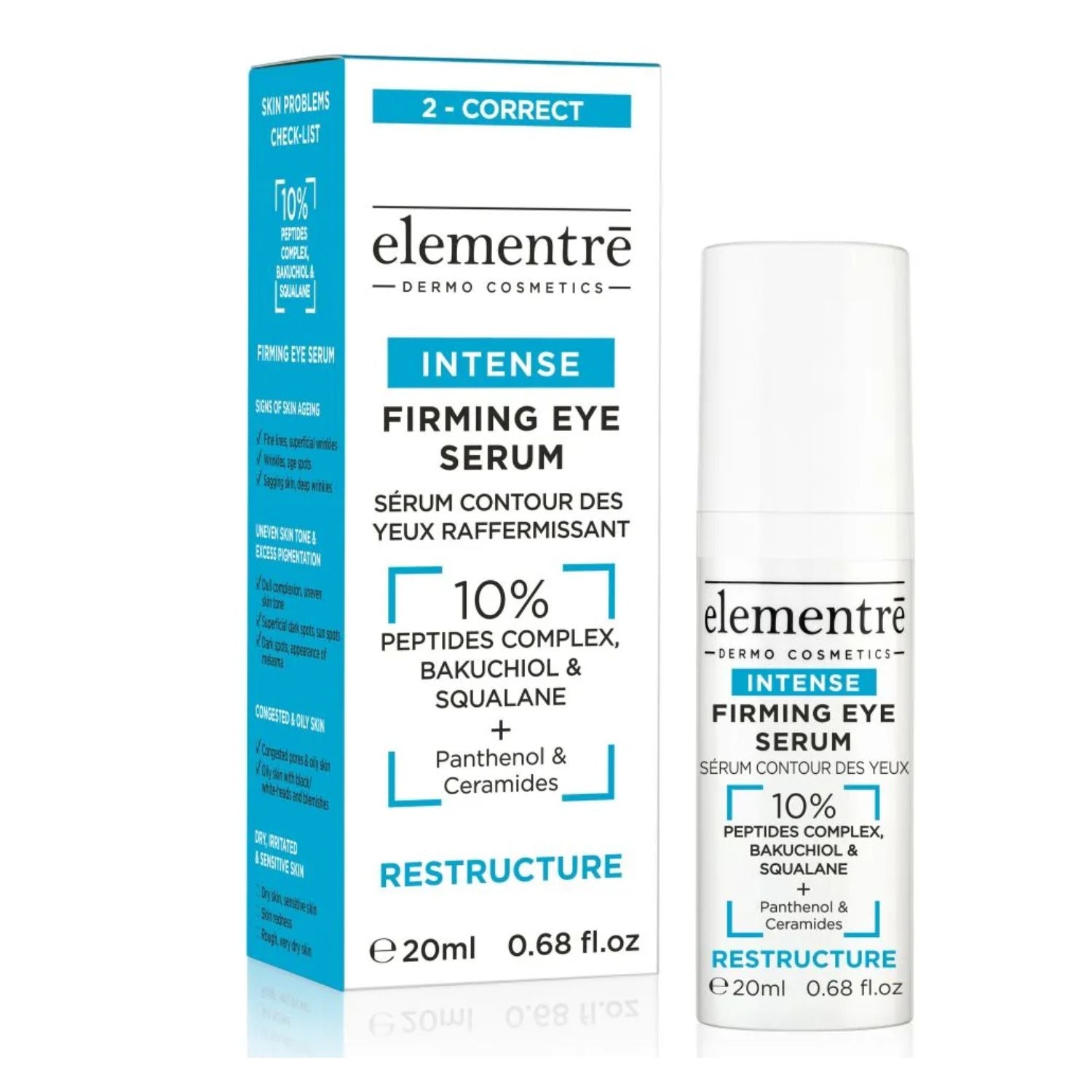 Elementre Dermo Cosmetics Elementre | 10% Peptides Bakuchiol & Squalane Intense Firming Eye Serum | 20ml - SkinShop