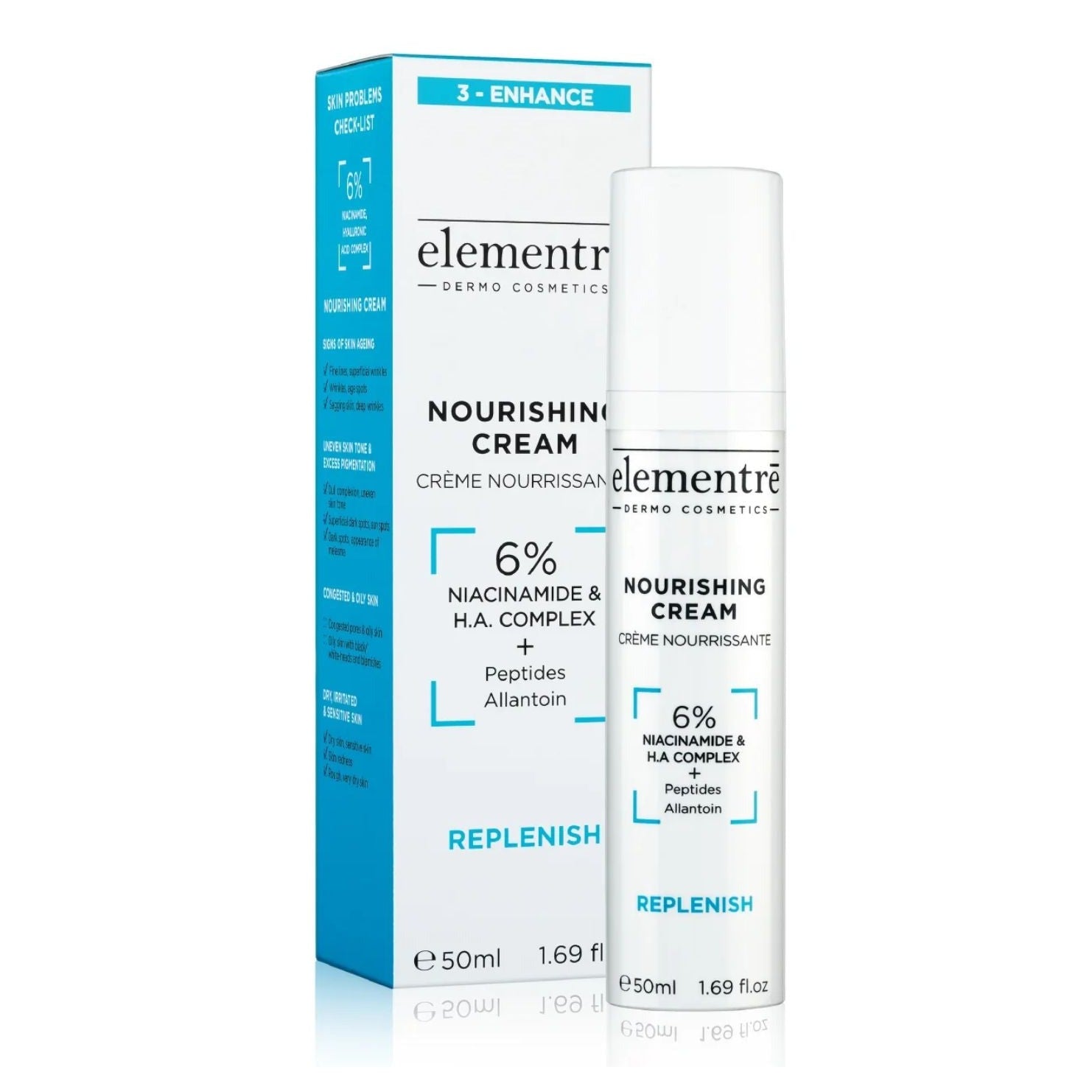 Elementre Dermo Cosmetics Elementre | 6% Niacinamide & Hyaluronic Acid Complex Nourishing Cream | 50ml - SkinShop