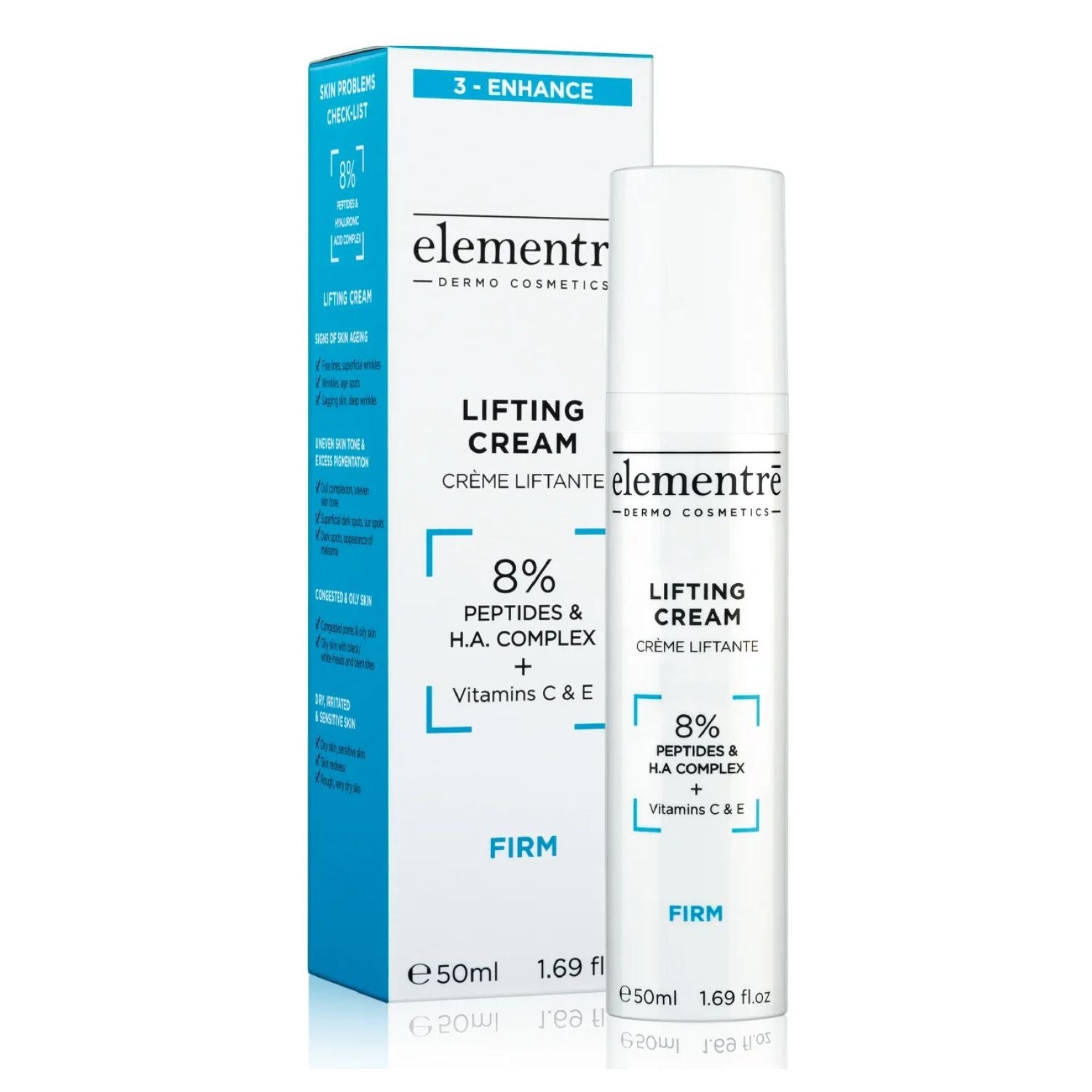 Elementre Dermo Cosmetics Elementre | 8% Peptides & Hyaluronic Acid Complex Lifting Cream | 50ml - SkinShop